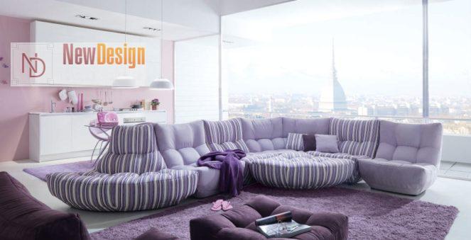 Интерьер гостиной в сиреневом цвете - фото 19