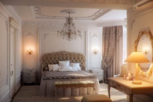 Интерьер спальни в бежевом цвете - фото 12