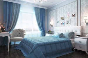 Интерьер спальни в голубом цвете - фото 13